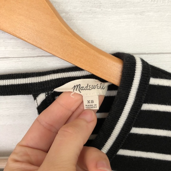 Madewell Black Stripe Key Hole Back Mini Dress 596 - Picture 4 of 8